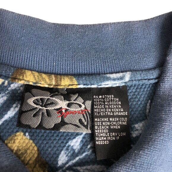 Vintage OP Sport Hawaiian Polo Shirt Mens XL Floral Retro Beach Aloha 90s Waffle - Picture 6 of 14